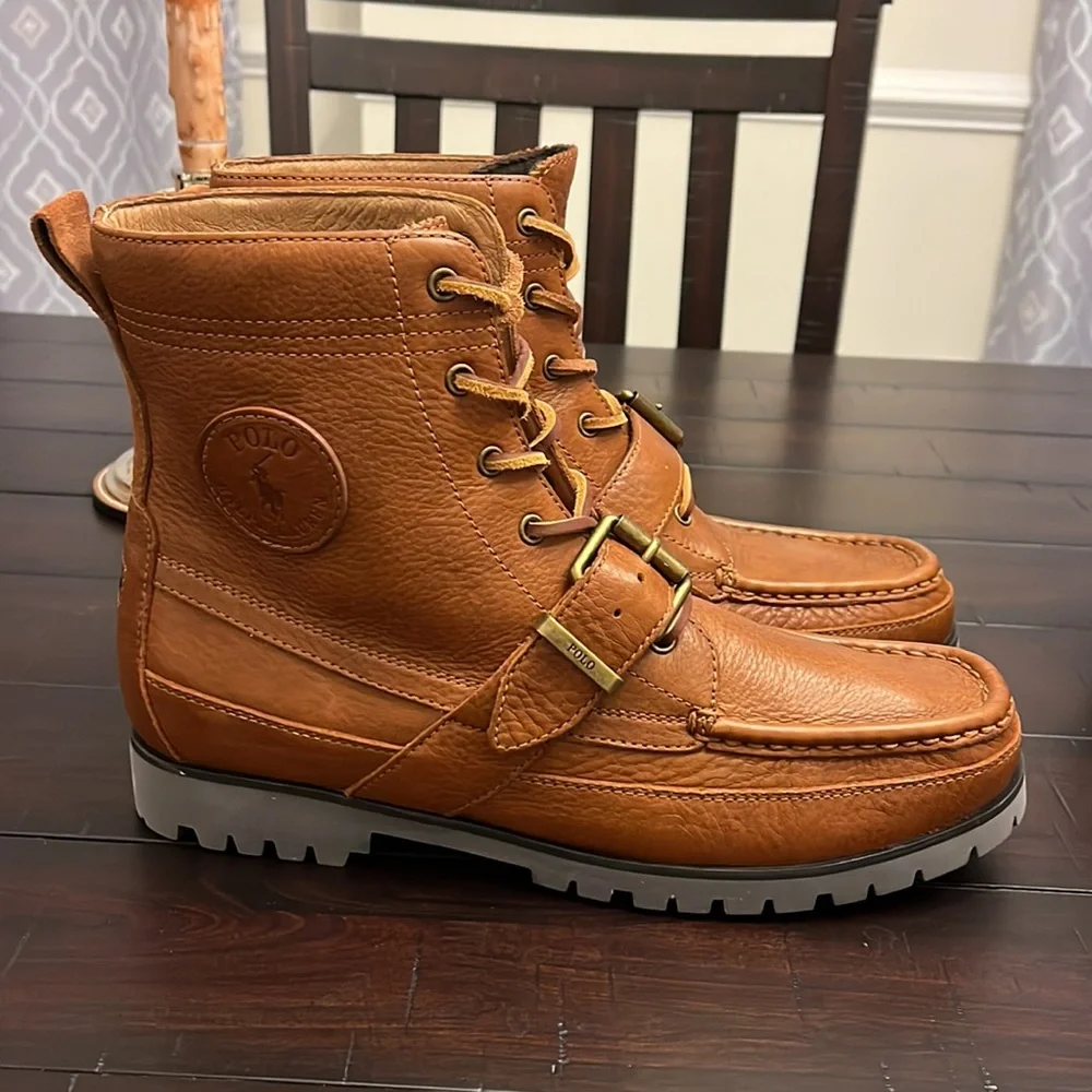 Polo Ralph Lauren Ranger Country Boots new brown tumbled leather Men’s Size 9